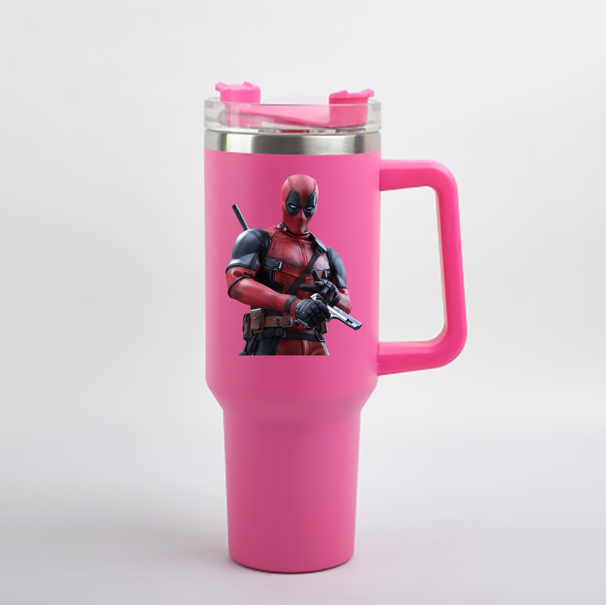 （画像用） Deadpool デッドプール 1200mL車用タンブラー - クリスタルステッカー（プラスチックストロー付き）